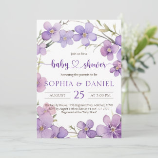 Spring Delicate Violet Flowers Baby shower Kaart