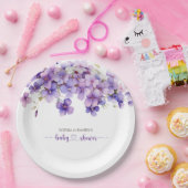 Spring Delicate Violet Flowers Baby shower Papieren Bordje (Feest)