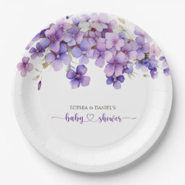 Spring Delicate Violet Flowers Baby shower Papieren Bordje