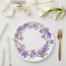 Spring Delicate Violet Flowers Baby shower Papieren Bordje