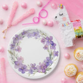 Spring Delicate Violet Flowers Baby shower Papieren Bordje (Feest)