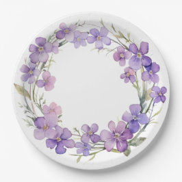 Spring Delicate Violet Flowers Baby shower Papieren Bordje
