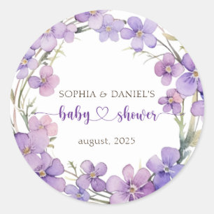 Spring Delicate Violet Flowers Baby shower Ronde Sticker