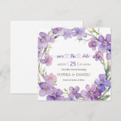 Spring Delicate Violet Flowers Baby shower Save The Date (Voorkant / Achterkant)