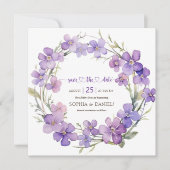 Spring Delicate Violet Flowers Baby shower Save The Date (Voorkant)