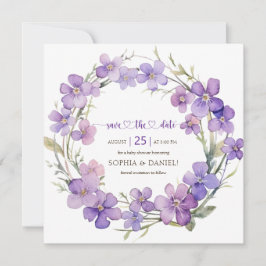 Spring Delicate Violet Flowers Baby shower Save The Date