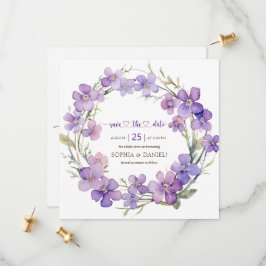 Spring Delicate Violet Flowers Baby shower Save The Date