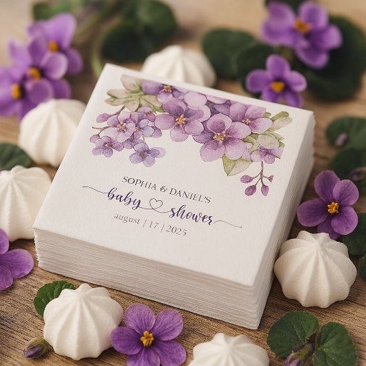 Spring Delicate Violet Flowers Baby shower Servet
