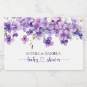 Spring Delicate Violet Flowers Baby shower Sparkling Wijnetiket (Enkel label)
