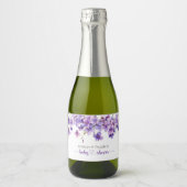 Spring Delicate Violet Flowers Baby shower Sparkling Wijnetiket (Voorkant)