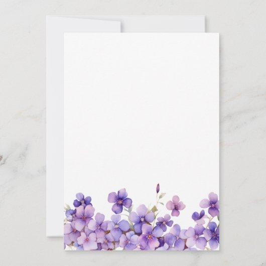 Spring Delicate Violet Flowers Baby Sip and See Kaart (Achterkant)