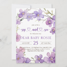 Spring Delicate Violet Flowers Baby Sip and See Kaart