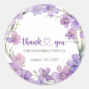 Spring Delicate Violet Flowers Bedankt Ronde Sticker