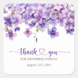 Spring Delicate Violet Flowers Bedankt Vierkante Sticker