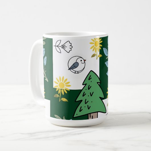 Spring design women's socks  koffiemok (Voorkant links)