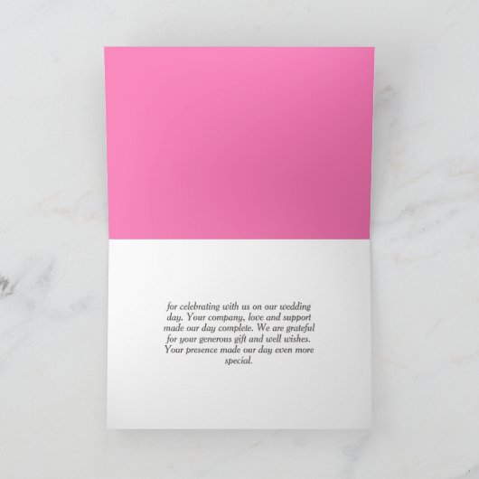 Spring diep roze vlinder bloemenbruiloft bedankkaart (Binnen)