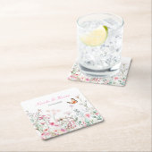 Spring diep roze vlinder bloemenbruiloft kartonnen onderzetters (Insitu)