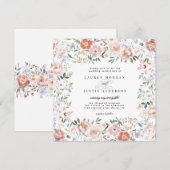 Spring Ditsy Blush Bloemen Plein bruiloft Kaart (Voorkant / Achterkant)