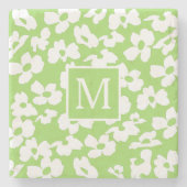 Spring Dogwood flower patronen aangepast monogram Stenen Onderzetter (Voorkant)