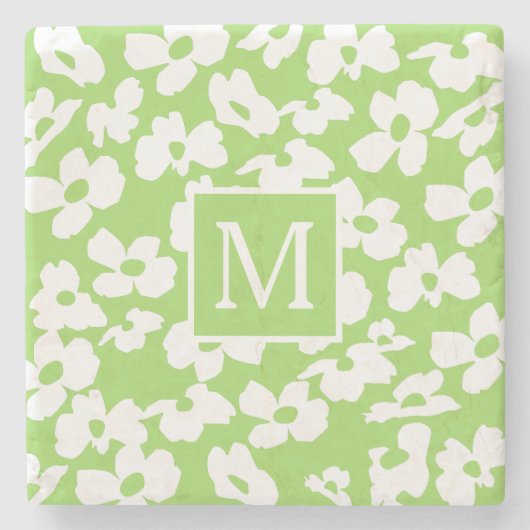 Spring Dogwood flower patronen aangepast monogram Stenen Onderzetter (Voorkant)