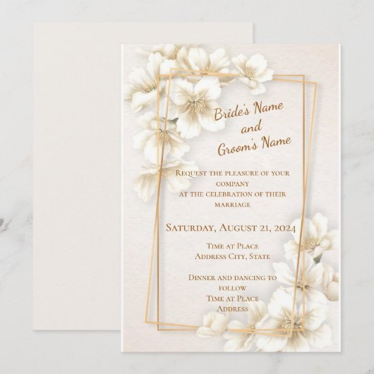 Spring Dogwood Flower Wedding Invitation Kaart (Voorkant / Achterkant)