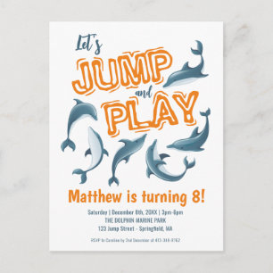 Spring Dolphijn Park Kids Feestje Oranje Verjaarda Briefkaart
