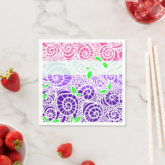 Spring Doodle bladeren en wervelende slak schelpen Servet (Insitu)