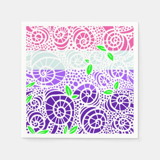 Spring Doodle bladeren en wervelende slak schelpen Servet (Voorkant)