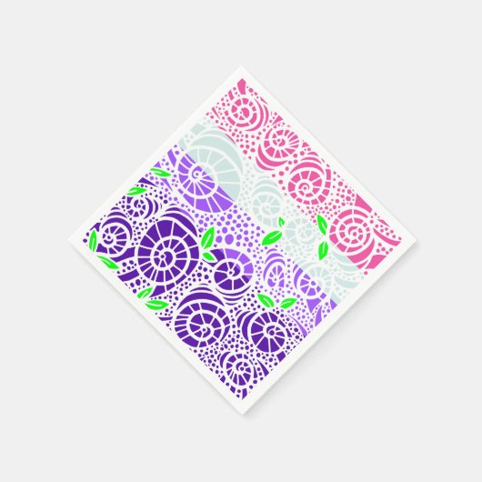 Spring Doodle bladeren en wervelende slak schelpen Servet (Hoek)