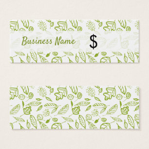 Spring Doodle Fresh Green Leaves Price Label Mini Visitekaartjes