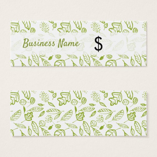 Spring Doodle Fresh Green Leaves Price Label Mini Visitekaartjes (Voorkant /achterkant)