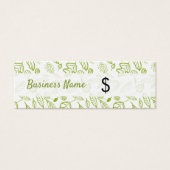 Spring Doodle Fresh Green Leaves Price Label Mini Visitekaartjes (Voorkant)