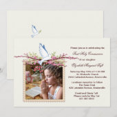 Spring Dove Religious Photo Invitation Kaart (Voorkant / Achterkant)