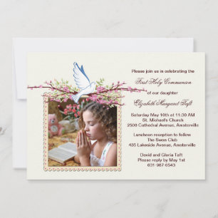 Spring Dove Religious Photo Invitation Kaart