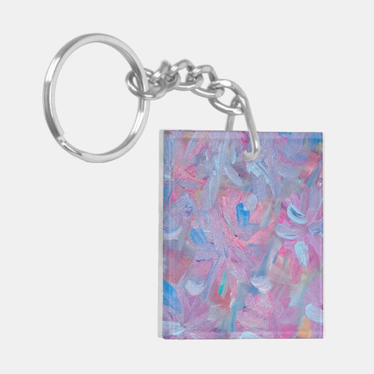 Spring Dream Bloemen Acryl Vierkant Sleutelhanger. Sleutelhanger (Voorkant Links)