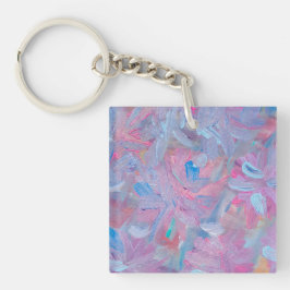 Spring Dream Bloemen Acryl Vierkant Sleutelhanger. Sleutelhanger