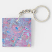 Spring Dream Bloemen Acryl Vierkant Sleutelhanger. Sleutelhanger (Achterkant)