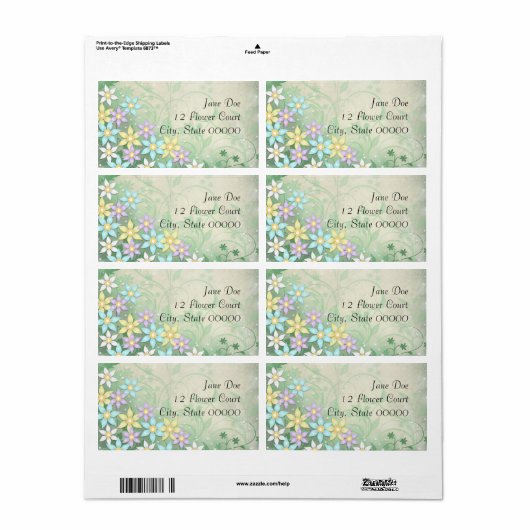 Spring Dream Floral Flower Adresetiketten Etiket (Full Sheet)