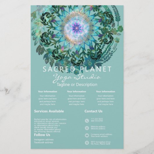 Spring Dreams Mandala Blauwgroen Intro | Services  Flyer (Voorkant)