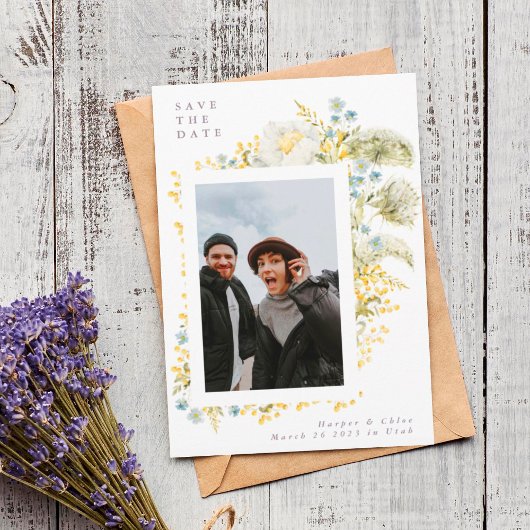 Spring Dreams Wild Florals Waterverf Weddenschap Save The Date