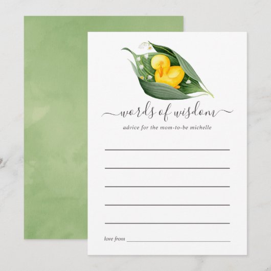 Spring Ducking Lilly of the Valley Baby shower Advieskaart (Voorkant / Achterkant)