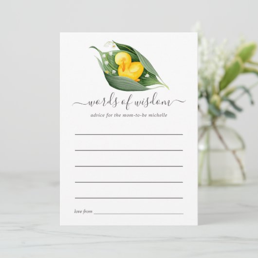 Spring Ducking Lilly of the Valley Baby shower Advieskaart (Staand voorkant)