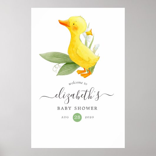 Spring Ducking Lilly of the Valley Baby shower Poster (Voorkant)