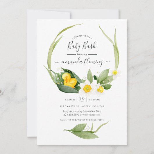 Spring Duckling Splish Splash Baby shower Kaart (Voorkant)