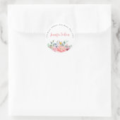 Spring Dusty Pink Floral Boeket Gepersonaliseerde  Ronde Sticker (Tas)