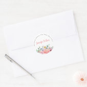 Spring Dusty Pink Floral Boeket Gepersonaliseerde  Ronde Sticker (Envelop)