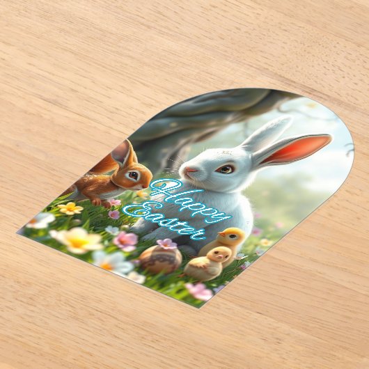 Spring Easter Bunny Acryl Uitnodigingen (Laagn)