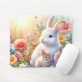 Spring Easter Bunny Family Floral Garden Muismat (Met muis)