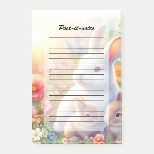 Spring Easter Bunny Family Floral Garden Post-it® Notes (Voorkant)