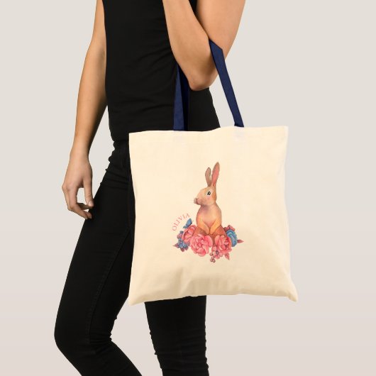 Spring Easter Bunny | Gepersonaliseerde Canvas tas (Voorkant (product))